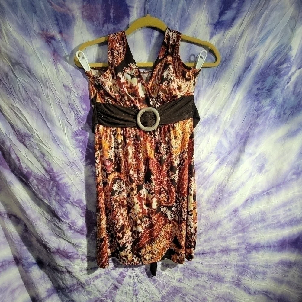 Wrapper Women's Halter Multicolored Paisley Design Mini Vintage Dress Size Med